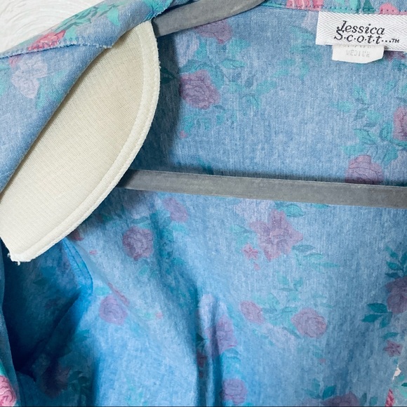 Vintage cotton denim floral print blazer M - Picture 6 of 15